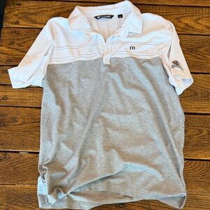 Travis Mathew Two-Tone Polo in White and Light Gray